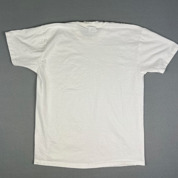 VTG Blank Plain White T Shirt Fits L Sunbelt Short Sleeve 80s Single Stitch USA - Picture 2 of 9
